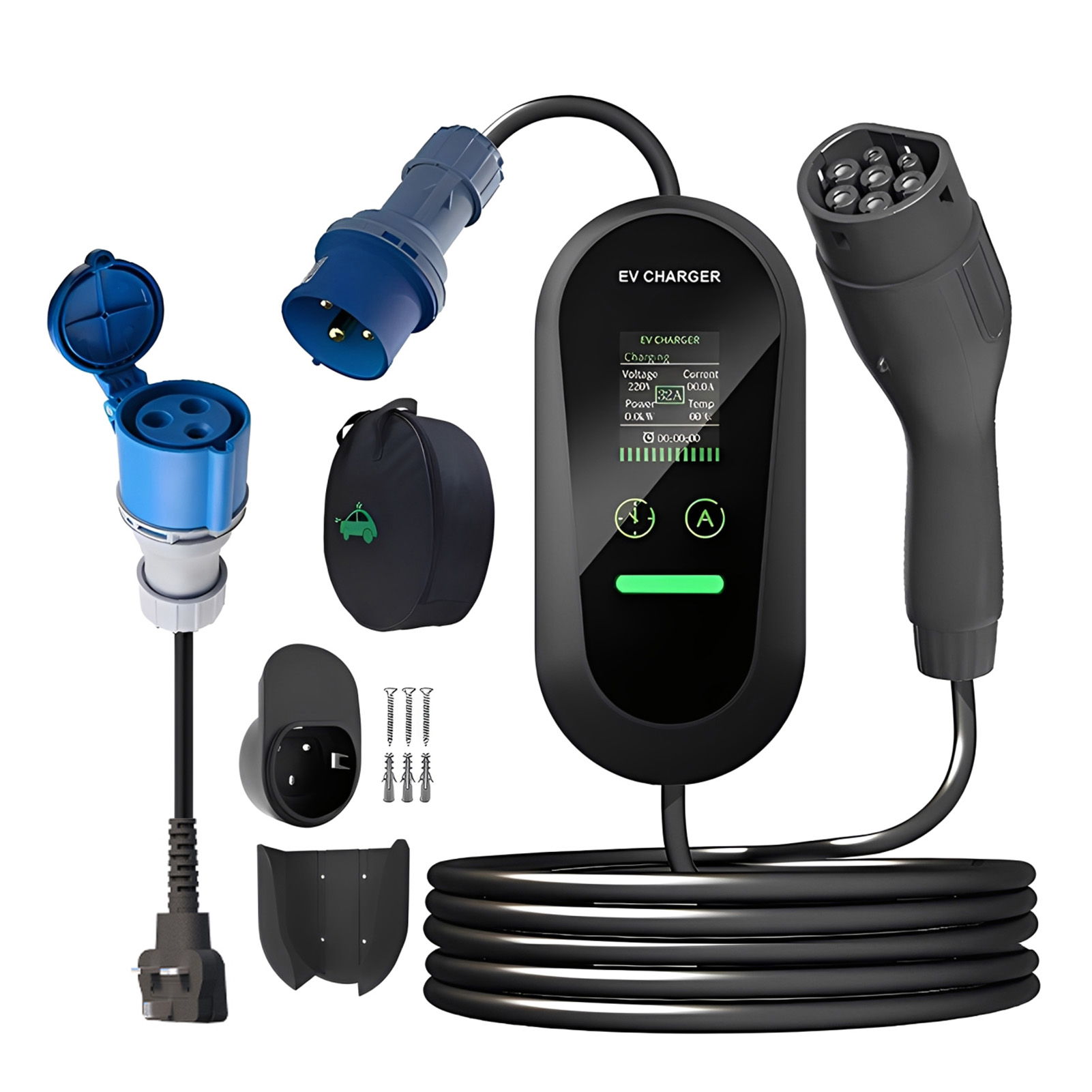 Portable Ev Charger 32A Type 2 Cee Plug - Type2 المحمولة شاحن سيارات كهربائية 7KW