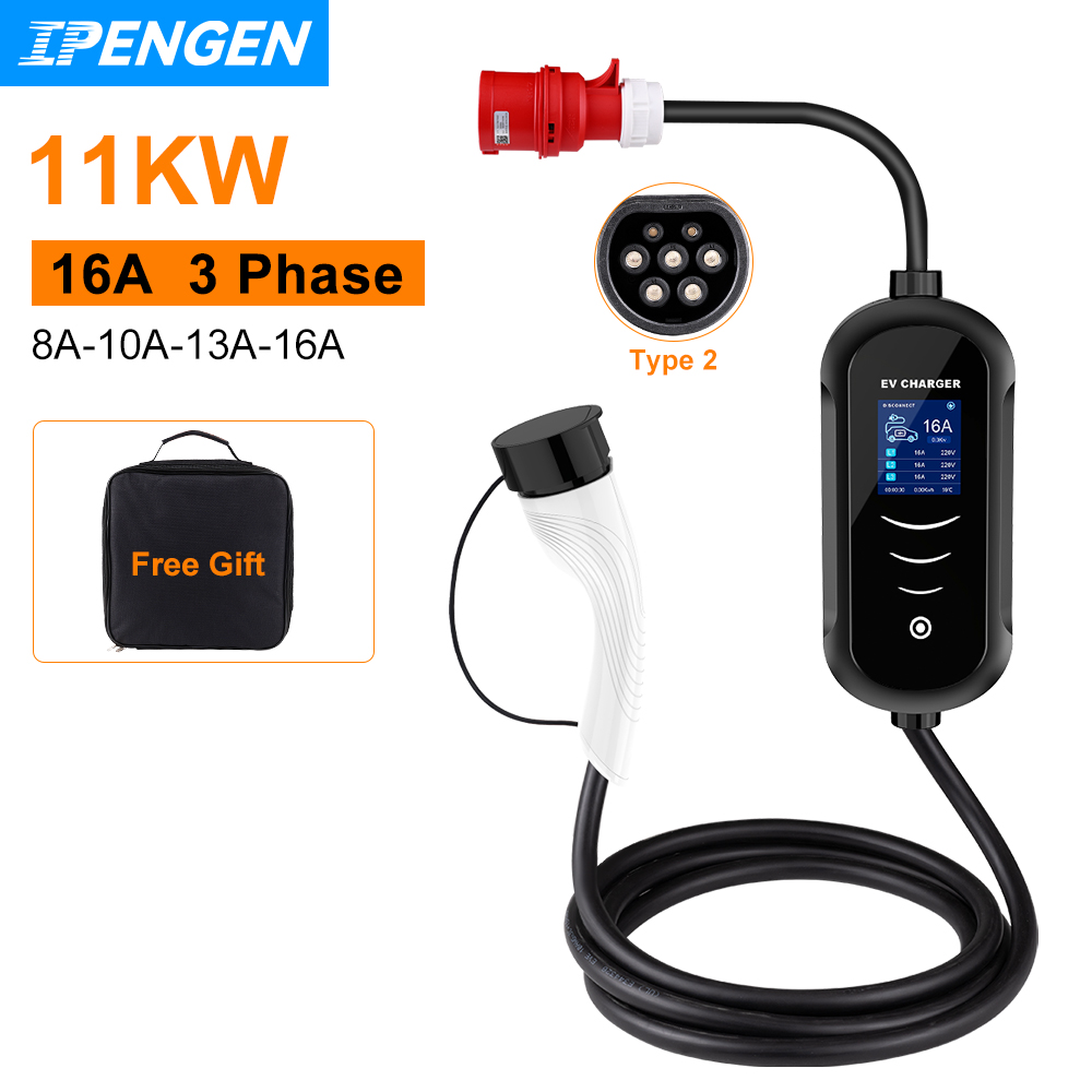 Portable Ev Charger 32A Type 2 Cee Plug - شاحن محمول IPENGEN للسيارة الكهربائية ،