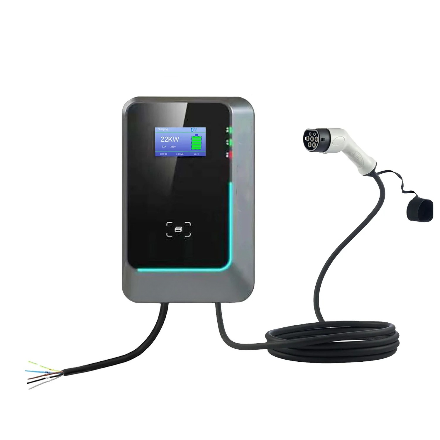 محطة شحن السيارات الكهربائية ا - مراجعة 22Kw Wallbox Type 2 Ocpp Rfid وسعره