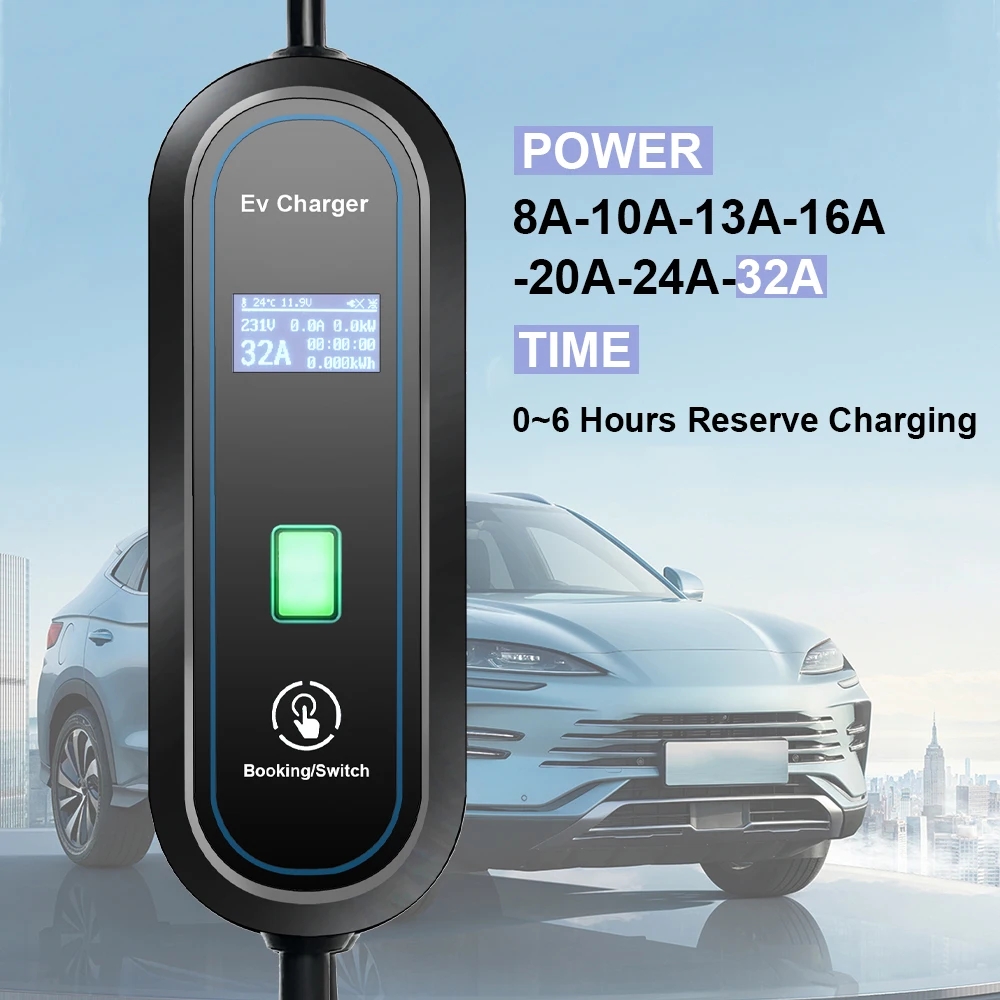 المحمولة GBT شاحن سيارات كهربا - مراجعة Portable Ev Charger 32A Type 2 Cee Plug وسعره
