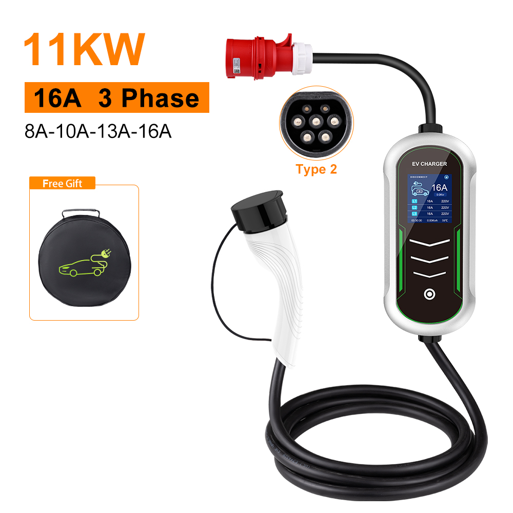IPENGEN 11KW EV شاحن محمول Typ - مراجعة Portable Ev Charger 32A Type 2 Cee Plug وسعره