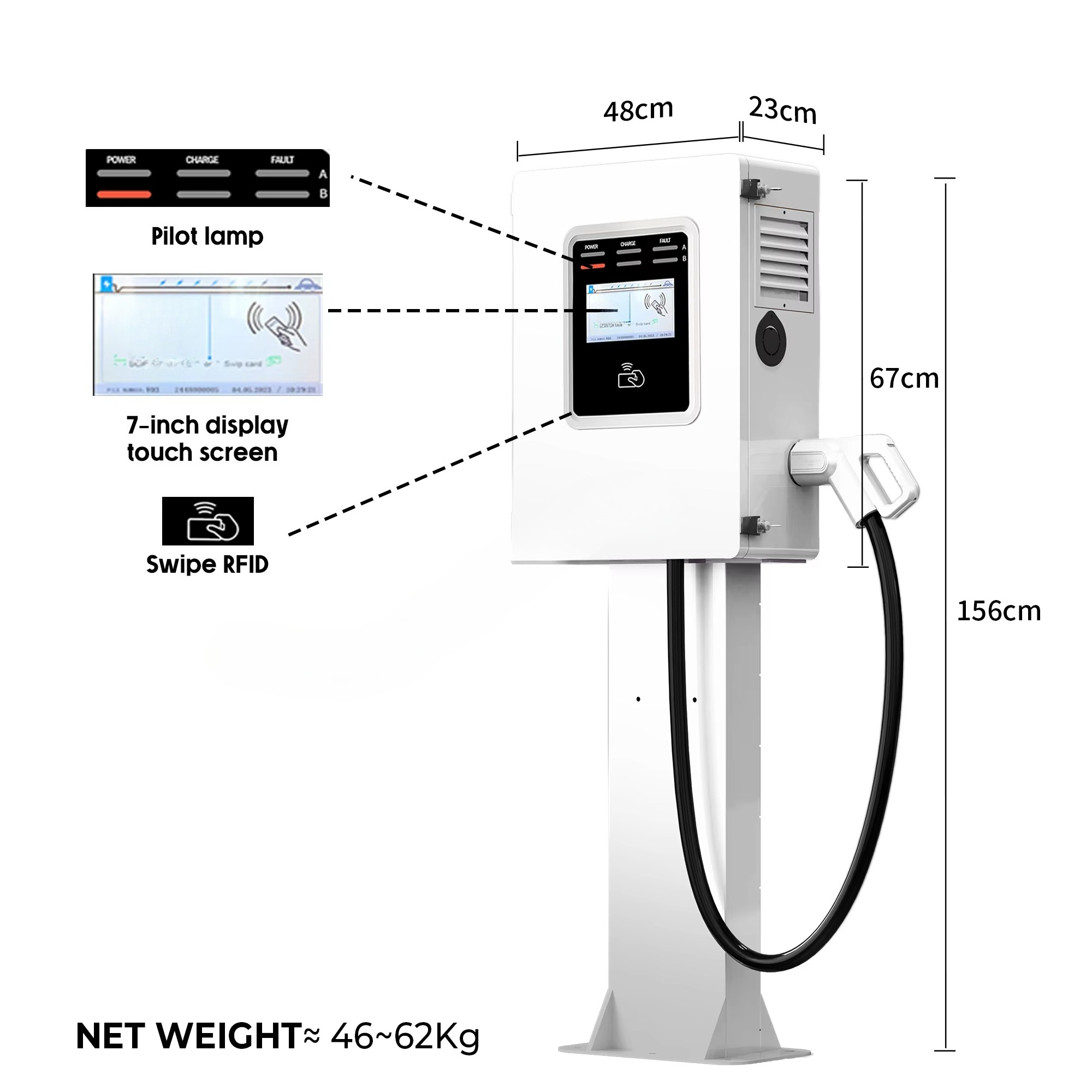 محطة شحن سيارات كهربائية تجاري - مراجعة Dc Fast Charger 30Kw Wallbox Commercial وسعره